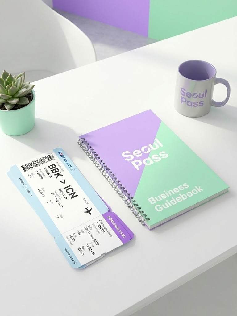 คู่มือธุรกิจ Seoul Pass Business Guidebook พร้อมบอร์ดดิ้งพาสเส้นทางกรุงเทพ–โซล